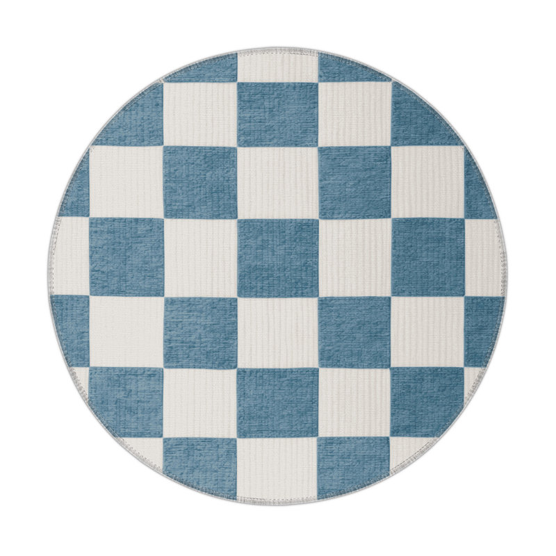 Checkered Gray Indoor and Outdoor Area Rug, Rectangle 3' x 5'