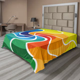 Ambesonne Psychedelic Top Flat Sheet Rainbow Spiral Multicolor