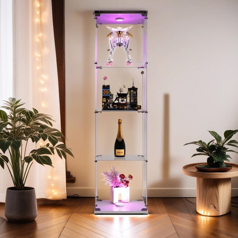 Vitrine vitrée à une porte, blanche - Grande capacité pour divers objets de collection, 4 étagères pour exposer des ornements en toute sécurité