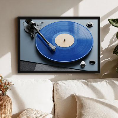 Art mural sur toile noir encadré pour le salon, la chambre à coucher, le bureau ou le vestibule - décoration murale décorative avec disque vinyle