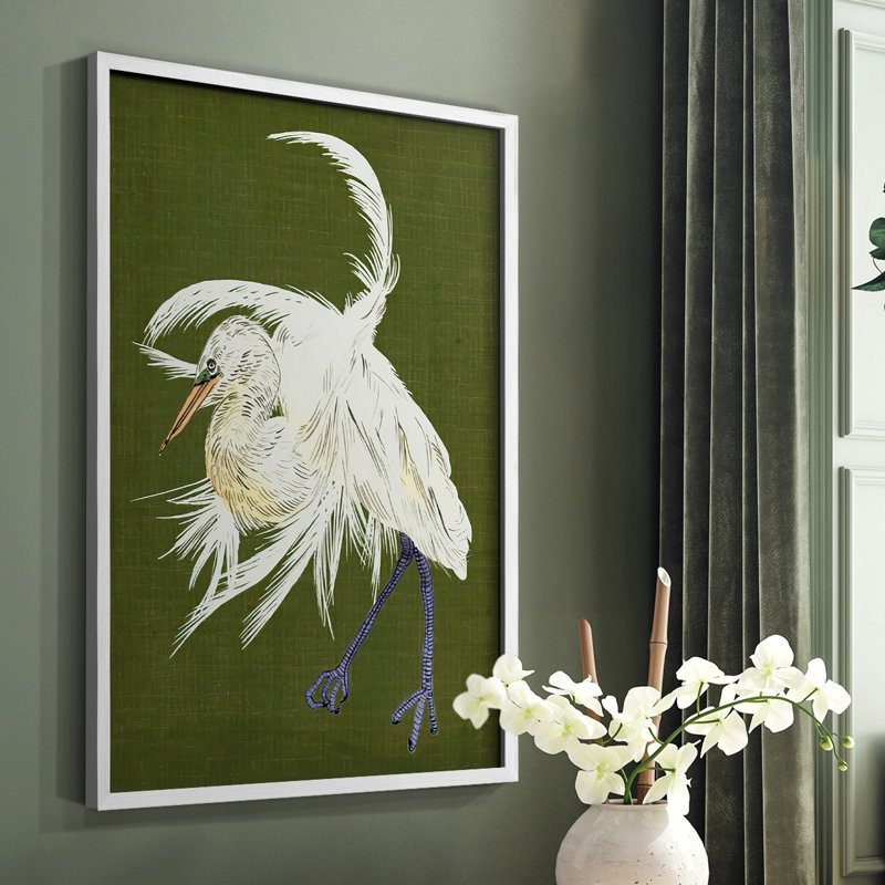 Heron Plumage II, reproduction encadrée - bois massif, Blanc, H 20 po x l 16 po