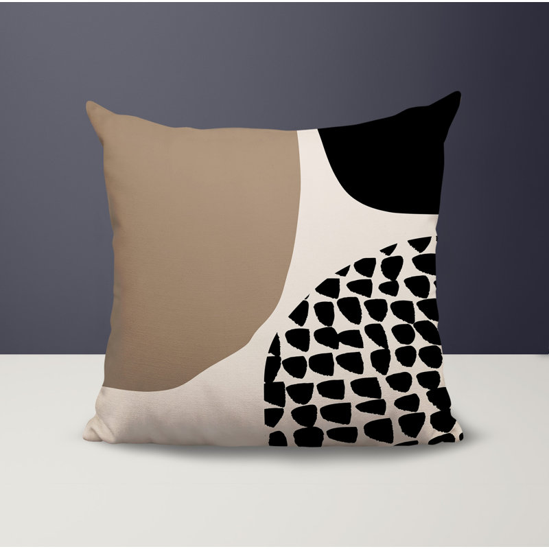Coussin carré intérieur / extérieur pia, H 17 po x l 17 po, Beige / noir / blanc cassé
