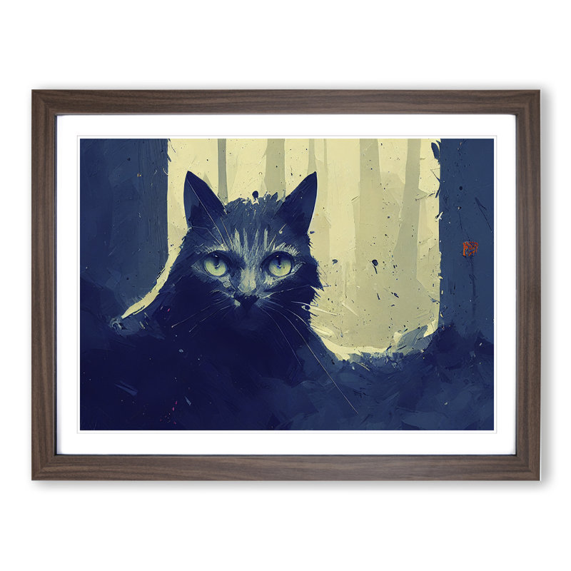 Cat Abstract - Framed Print, 46cm H x 64cm W x 2cm D, Walnut Framed