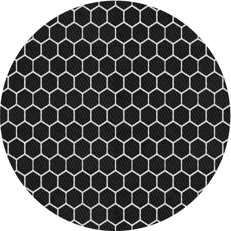 Tapis noir/blanc à motifs Holleman, Rond 7 pi