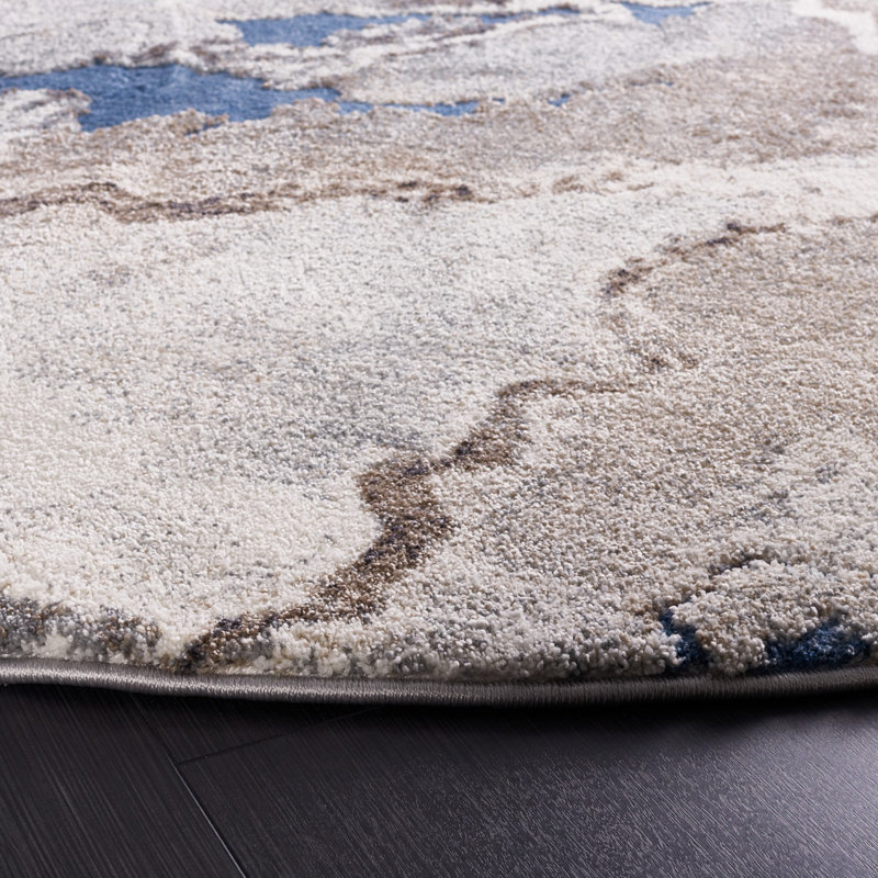 Tapis bleu / beige Amelia-Rae, Rond 6 pi