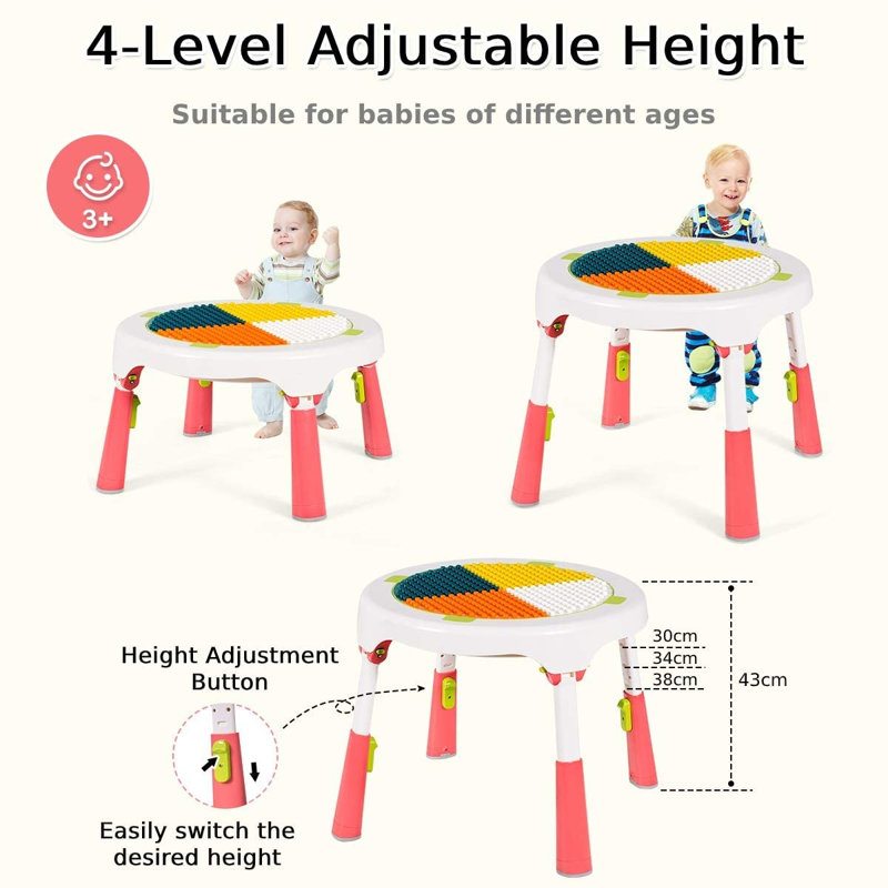 Charisse Kids 3 Piece Round Play Or Activity Table and Chair Set, Pink