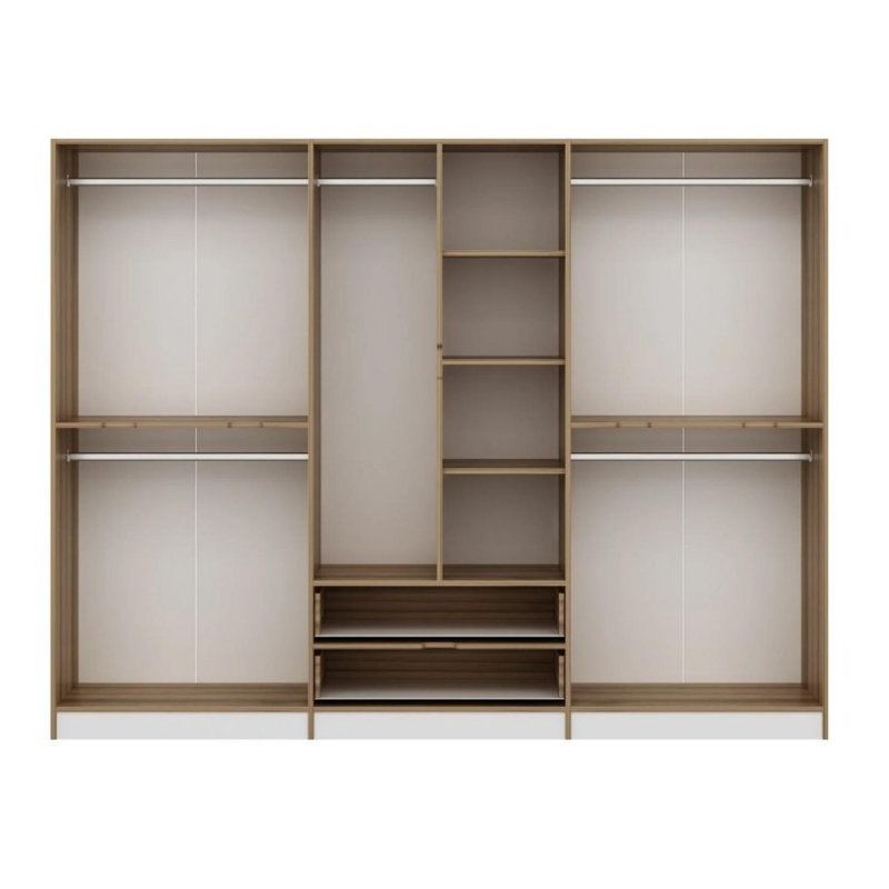 Modern Wardrobe with Numerous Shelves, Dore Color, 109.4 x 81.9 x 20.5 inches | 100% Melamine Coated Particle Board, Thickness: 0.7 inches | Stylish & Functional Storage Solution for Home & Office