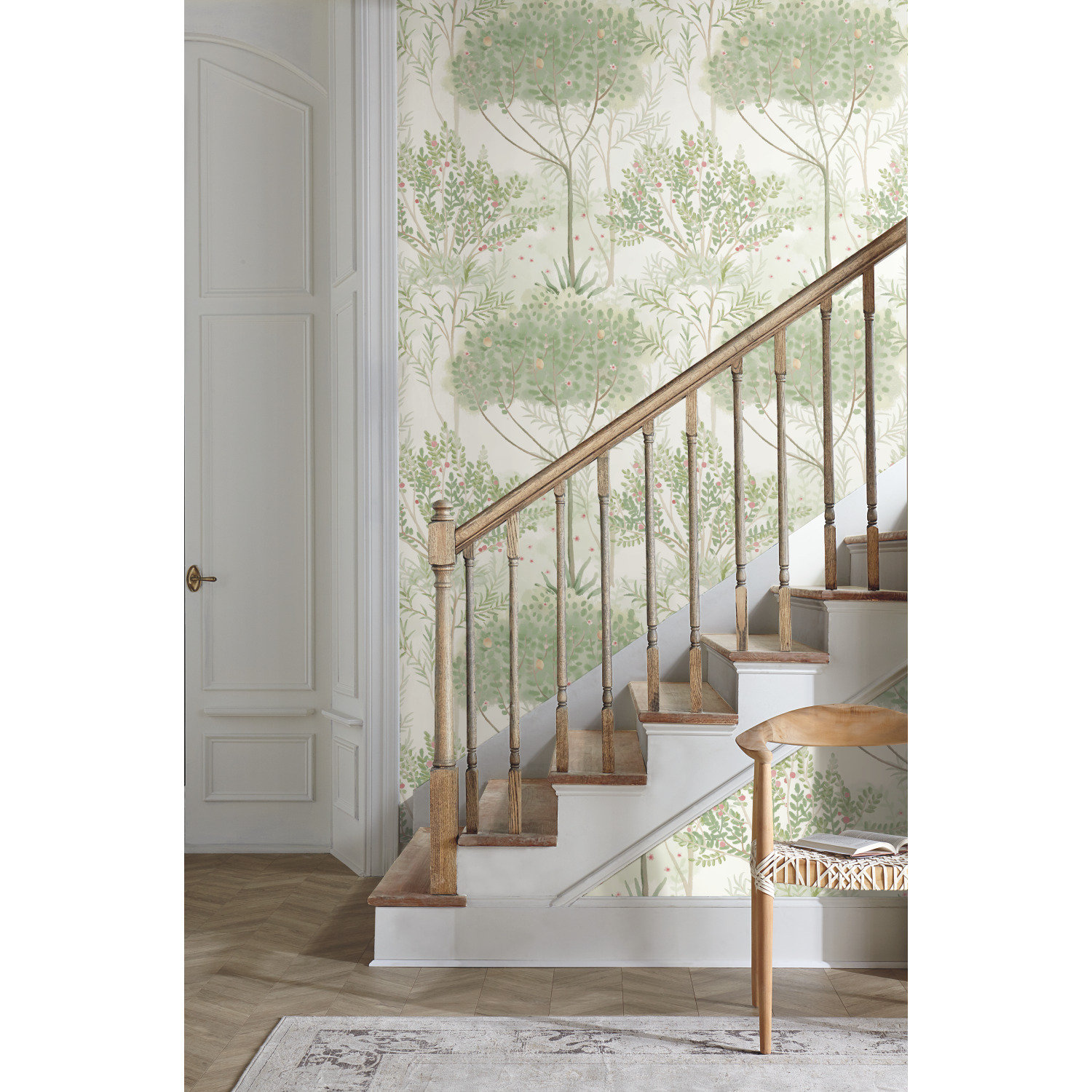 Astin Wallpaper Double Roll, White/Green