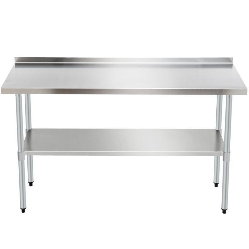 Table de préparation et de travail en acier inoxydable avec dosseret et tablette inférieure réglable pour cuisines commerciales Profeeshaw
