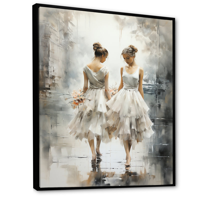 «White and Grey Ballet Dreams I - Dance», art mural, Cadre flottant noir, H 44 po x l 34 po x P 1,5 po