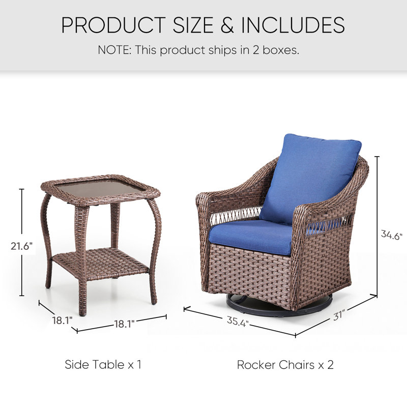 Ensemble de 2 chaises pivotantes Quirama, Bleu