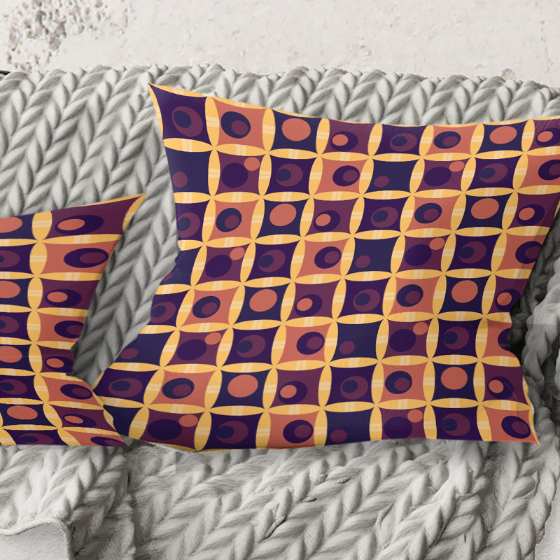 Coussin décoratif rétro imprimé Mid-Century, 18 po x 18 po