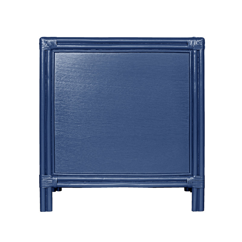 Clara Collection 1 - Drawer Rattan Nightstand, Navy