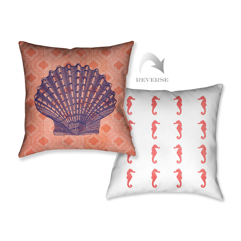 Coral Coastal Shell Throw Pillow