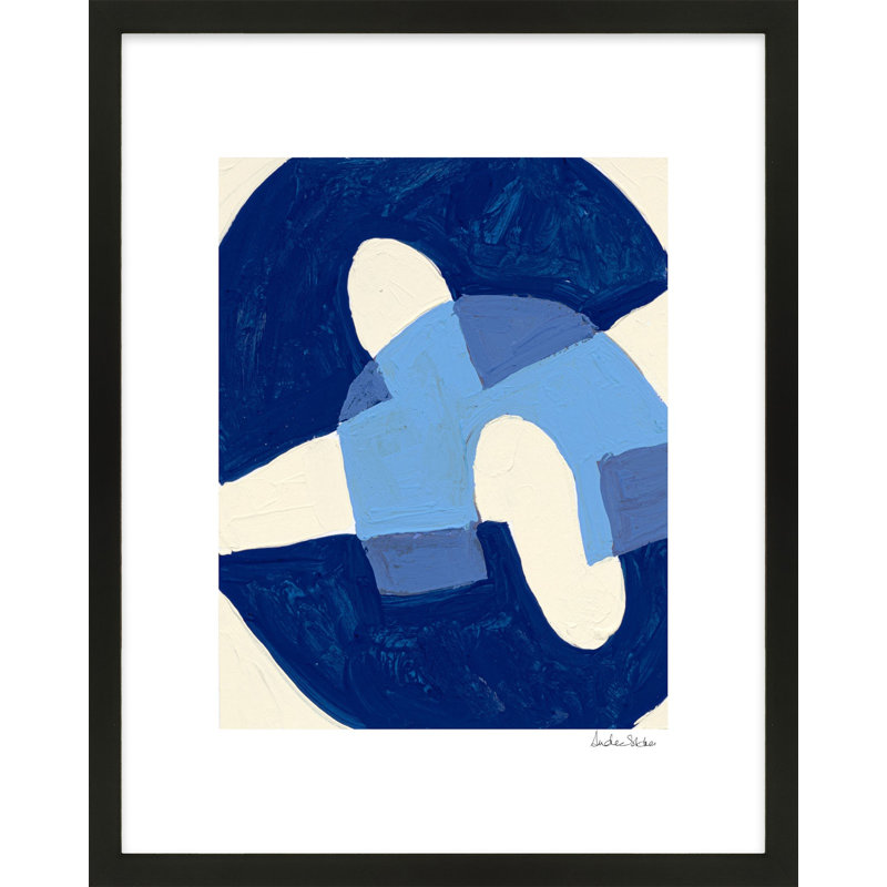 Indigo Ensemble 2 Painting by Andrea Stokes, 20" H x 16" W, Black Framed