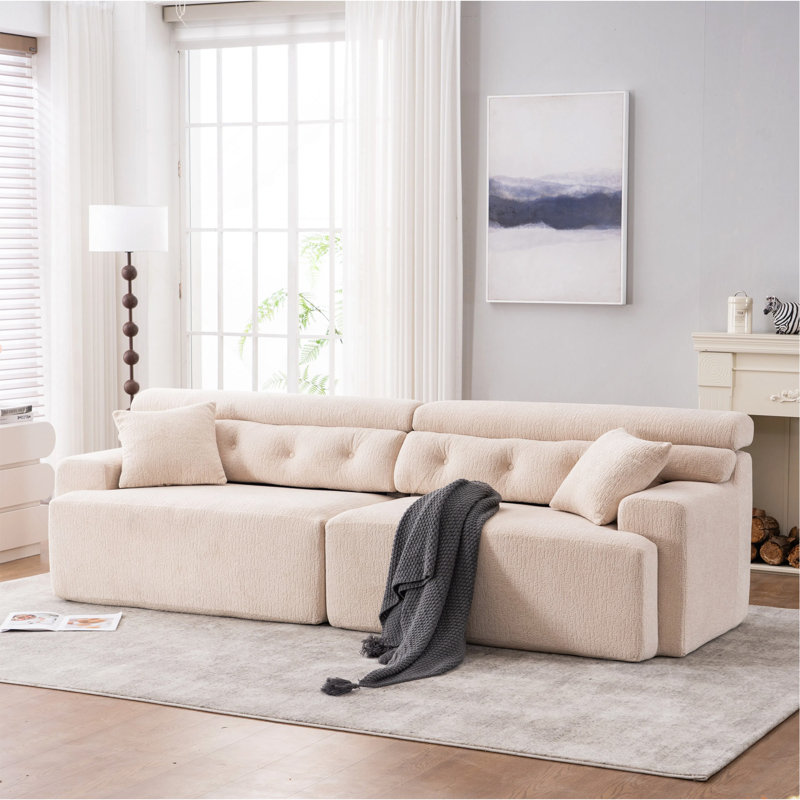 Apricot Compression Sofa: 4-Seater Combined Sofa, Apricot