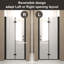 Porte de douche pliante de 71 cm x 183 cm avec cadre en aluminium noir mat, verre trempé et pellicule anti-explosion