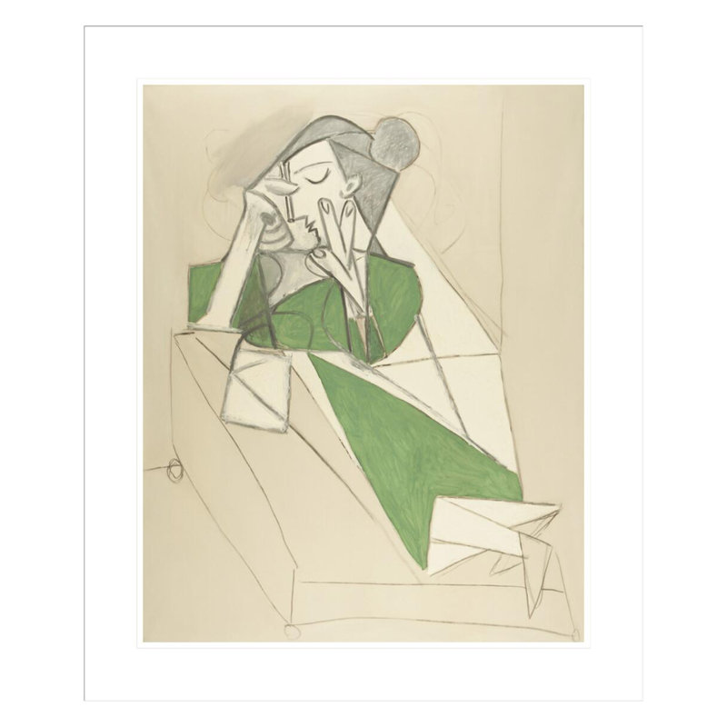 Femme étendue lisant par Pablo Picasso, impression giclée sur cadre, H 27,98 po x l 23,5 po