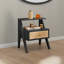 Mina Solid Wood & Rattan Bedside Cabinet-2063552108