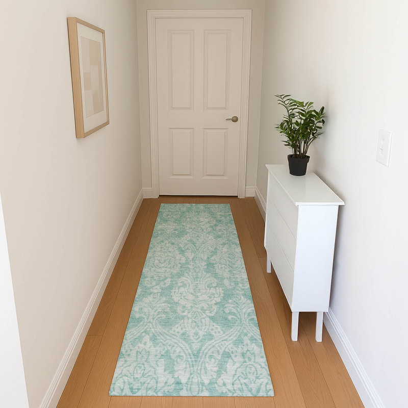 Premium Machine Washable Honig AMF1659 Damask Rug, Runner 2'3" x 7'6"