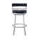 Deherrera Modern Swivel Counter or Bar Stool with Open Low Back and Footrest in Metal and Faux Leather