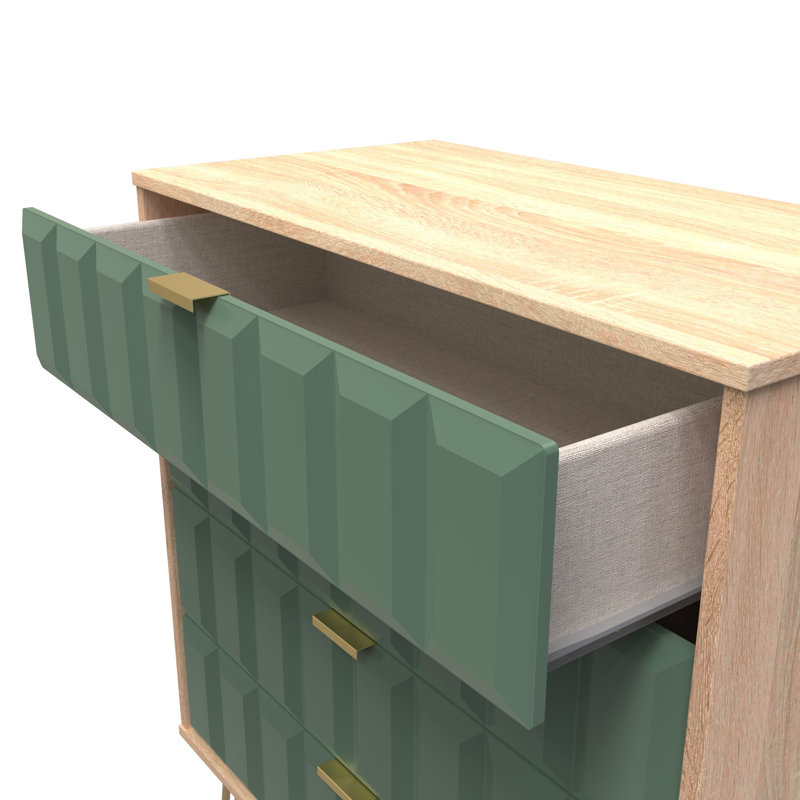 Allem 77cm W 4 - Drawer Chest of Drawers, Labrador Green/Bardolino Oak
