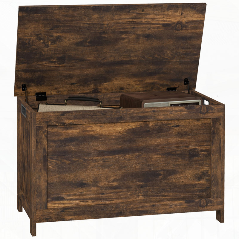 Coffre de rangement avec 2 charnières de sécurité et boîte en bois
