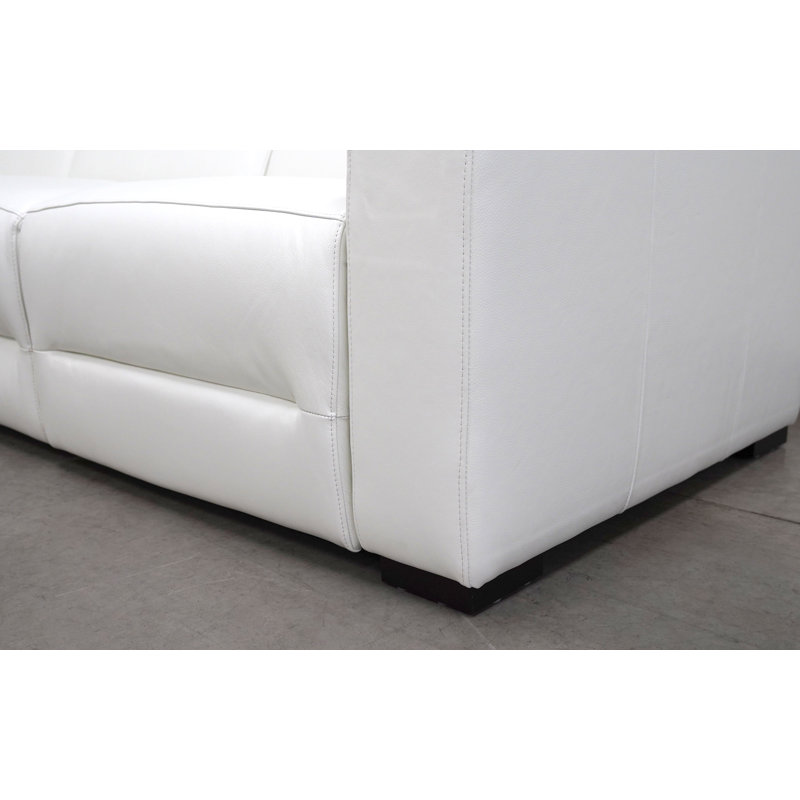 Bato Upholstered Power Reclining L-Shaped Sectional, White Genuine Leather