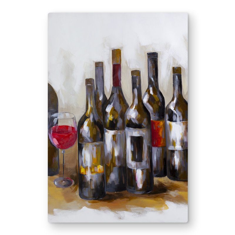 Red Wine Bottles - Red Metal Print for Home Decor