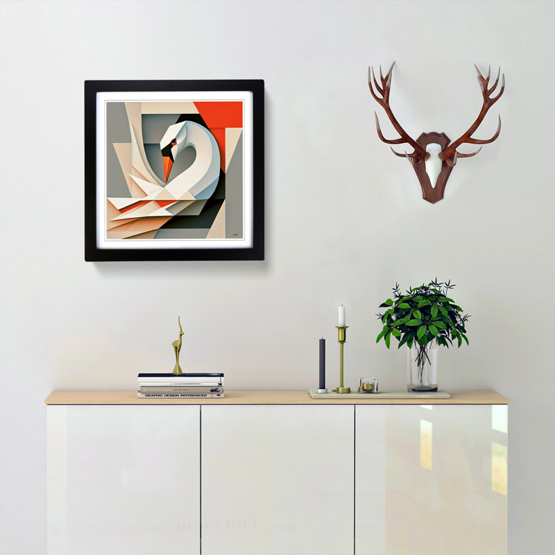 Swan Suprematism No.1 - Framed Print, Black