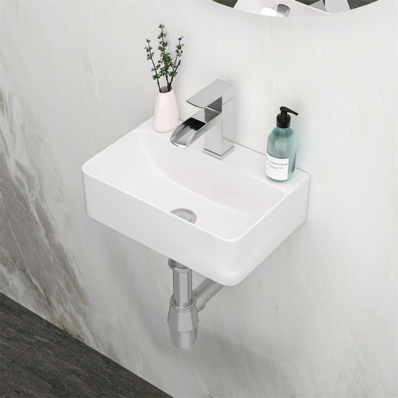 MONSFEST 10'' Ceramic Rectangular Bathroom Sink
