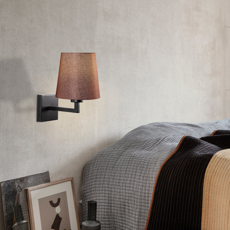 Sleek Scandinavian Wall Lamp, Black & Nickel with Cream Fabric Cap, 11.8 x 9.4 x 11.8 inches | Durable Metal Body, E27 Socket, Max 40W | Perfect for Living Rooms, Bedrooms & Modern Decor, IP20 Rating