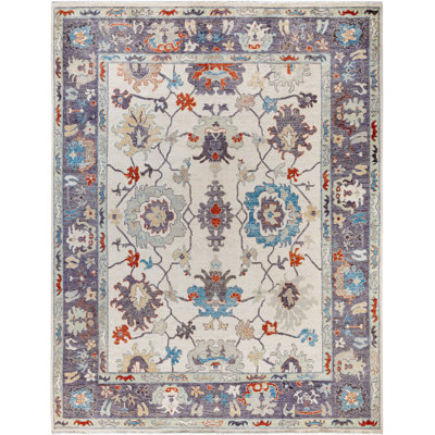 One-of-a-Kind Rectangle 9'2" X 11'10" Wool Area Rug Ivory/Rust/Blue/Dark Gray
