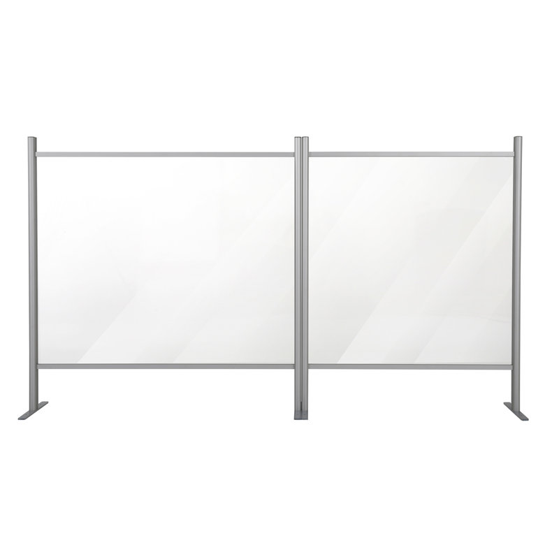Silver Aluminum and Plexiglas Tabletop Sneeze Guard, 39.37x47.24 Inches