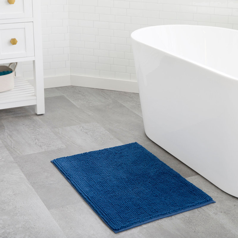 Linenspa Chenille Bath Mat, Navy