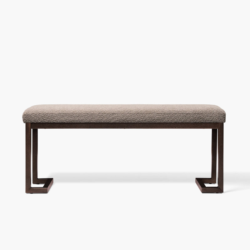 Gray Bedroom Upholstered Bench - Stable Metal, Elegant Boucle Metal For & Stylish