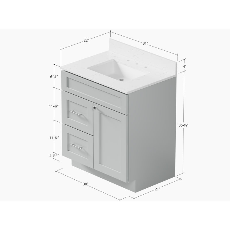 Ensemble de meuble-lavabo simple 30 po Chrisna, Gris