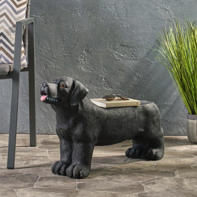 Lightweight Concrete Dog Bench with Labrador Design