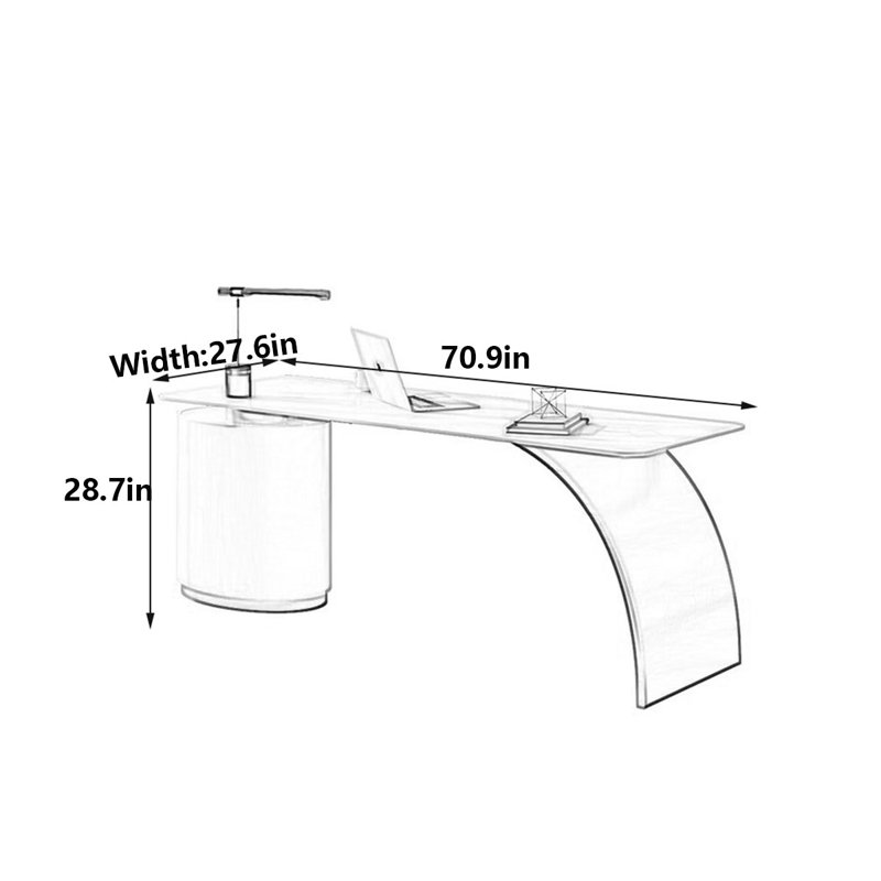 Veta, H 28,7 po x l 70,9 po x P 27,6 po, Blanc / Doré
