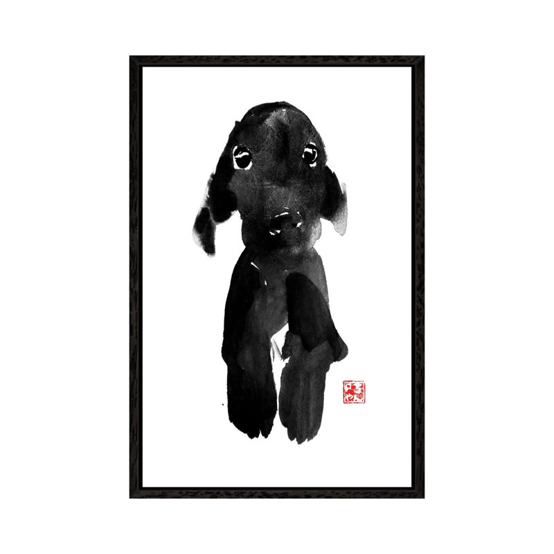 Cute Dog by Péchane - Print on Canvas, 66.04 cm H x 45.72 cm W, Black Framed