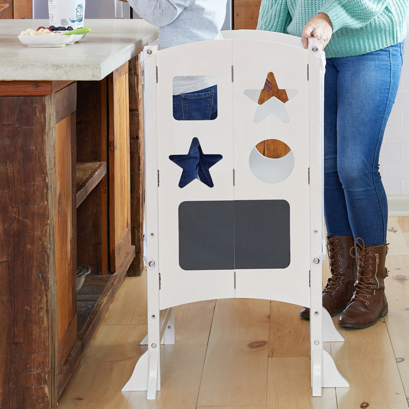 Ivory Foldable Wooden Toddler Kitchen Helper Tower