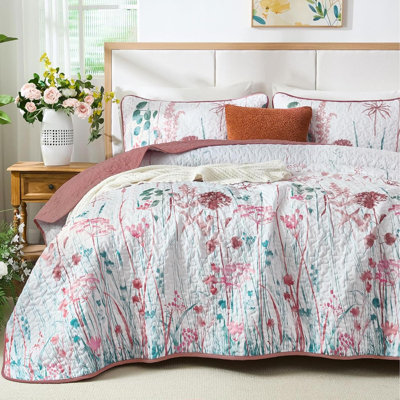 Ensemble de literie pour courtepointe pour grand lit à motif floral et grand lit 3 pièces