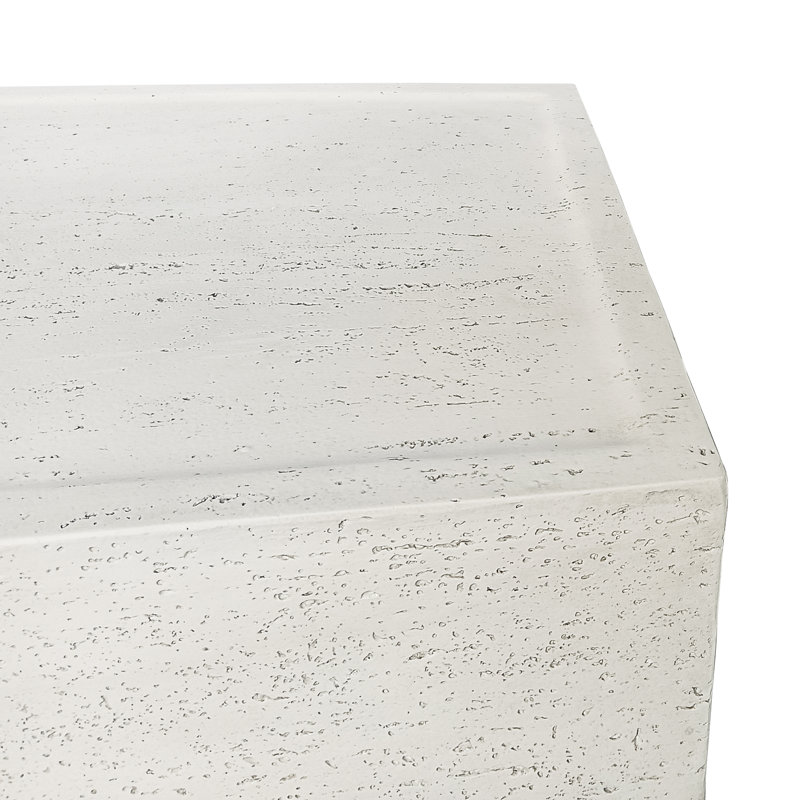 28" Square Travertine Stone Indoor/Outdoor Coffee Table, Ivory Travertine