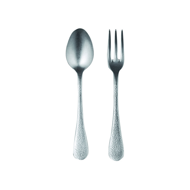 Ensemble de service (fourchette et cuillère) en acier inoxydable étain Epoque, Argent étain