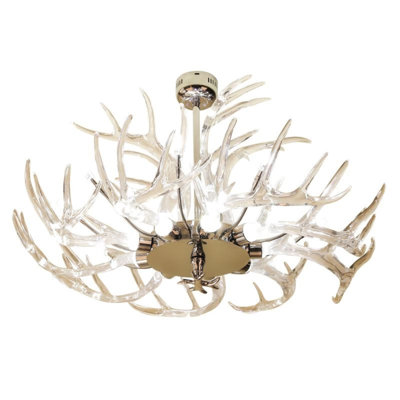 Lustre cerf en cristal clair