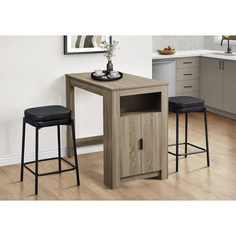 Tabouret de bar, hauteur de comptoir, ensemble de 2, cuisine, aspect cuir noir, métal noir, contemporain, moderne