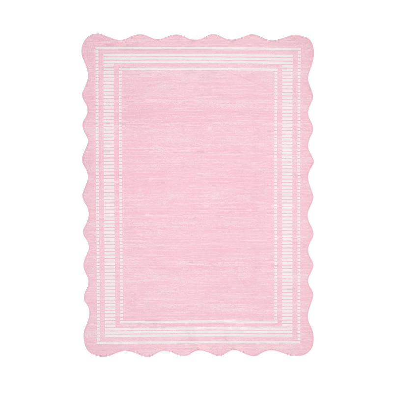 9 x 12 ft Pink Rectangular Polyester Bedroom Living Room Dining Room Nursery Room Solid Indoor Modern Non Slip Machine Washable Area Rug