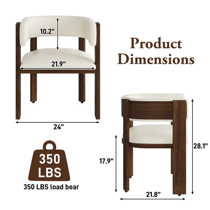 Arm Chair, Barrel Dining Chairs Set Of 2, Upholstered Curved Backrest Chair With Wood Frame For Kicken Dining Room, 2, Beige