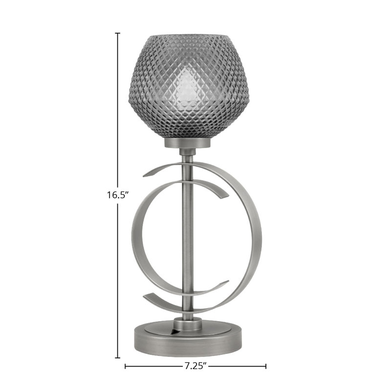 Lampe de table en acier inoxydable Gulran, Graphite, Transparent, H 16,5 po x l 7,25 po x P 7,25 po