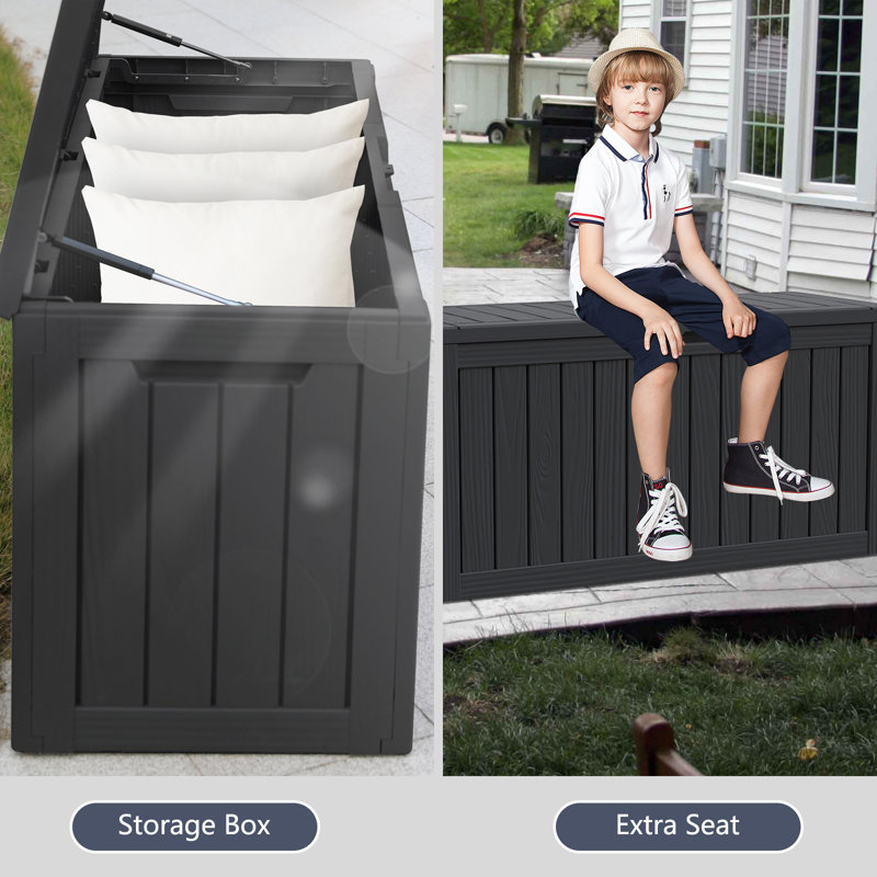 Emperic Design Gallons Water Resistant Resin Lockable Deck Box, 80, Black